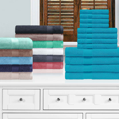 Egyptian Cotton Dobby Border Medium Weight 4 Piece Bath Towel Set