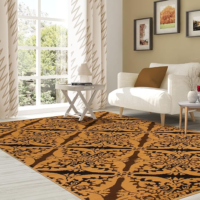 Xiaomi Contemporary Geometric Medallion Indoor Area Rug or Runner - Caramel