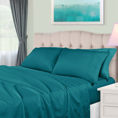 Egyptian Cotton 650 Thread Count Eco-Friendly Solid Sheet Set - Caribbean