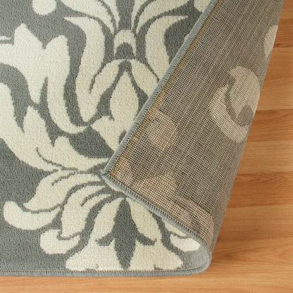 Superior Casper Damask Floral Area Rug - Blue