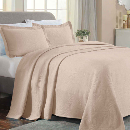 Celtic Circle Cotton Jacquard Matelasse Bedspread Set - Bisque