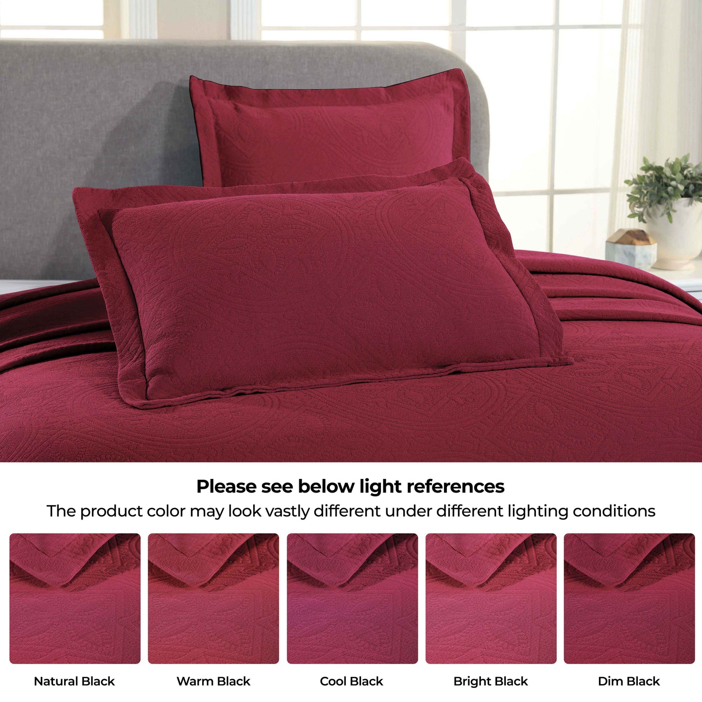 Celtic Circle Cotton Jacquard Matelasse Bedspread Set - Burgundy