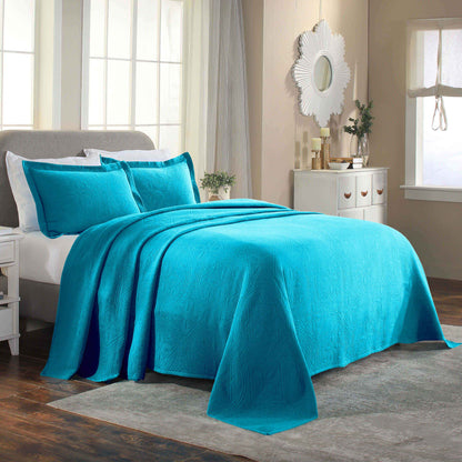 Celtic Circle Cotton Jacquard Matelasse Bedspread Set - PeacockBlue