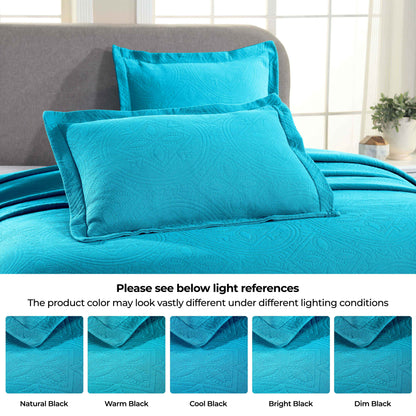 Celtic Circle Cotton Jacquard Matelasse Bedspread Set - PeacockBlue