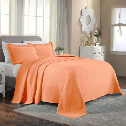 Celtic Circle Cotton Jacquard Matelasse Bedspread Set - Salmon