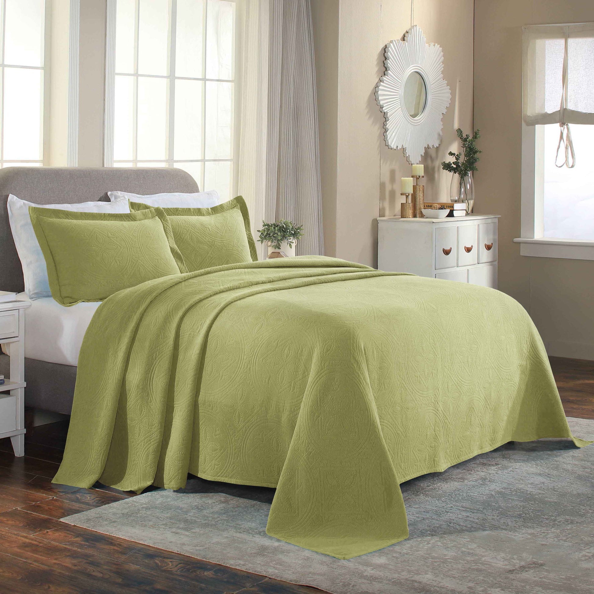 Celtic Circle Cotton Jacquard Matelasse Bedspread Set - SweetPea