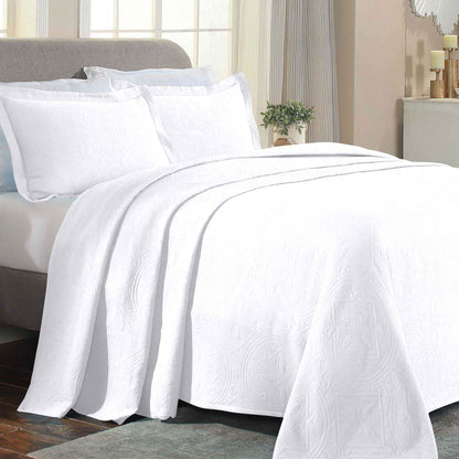 Celtic Circle Cotton Jacquard Matelasse Bedspread Set - White