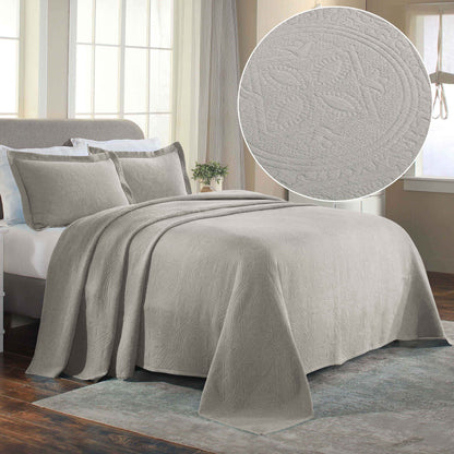 Celtic Circle Cotton Jacquard Matelasse Bedspread Set - Platinum