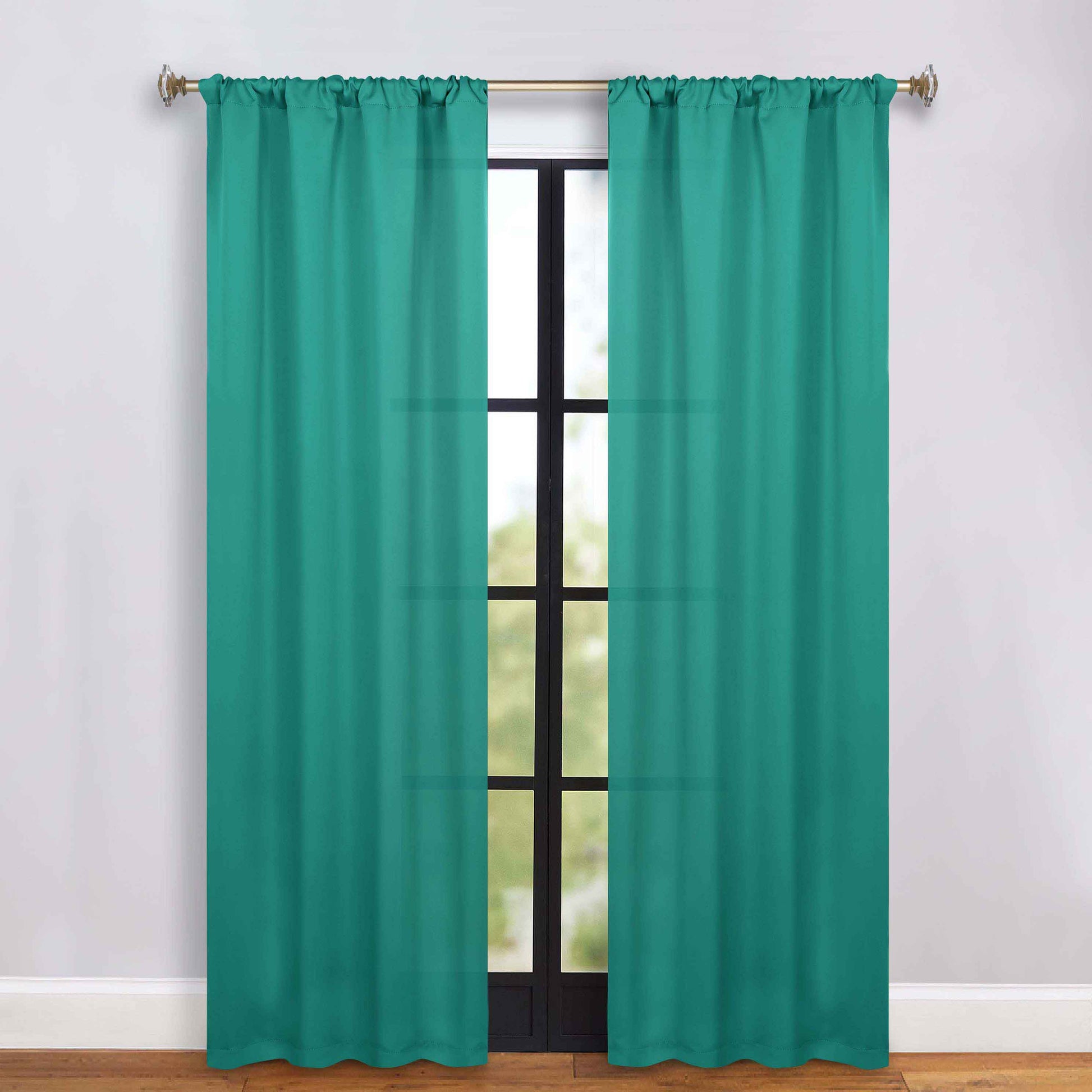 Solid Room Darkening Blackout Curtain Panels, Rod Pocket, Set of 2 - CeruleanBlue