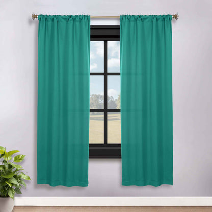 Solid Room Darkening Blackout Curtain Panels, Rod Pocket, Set of 2 - CeruleanBlue