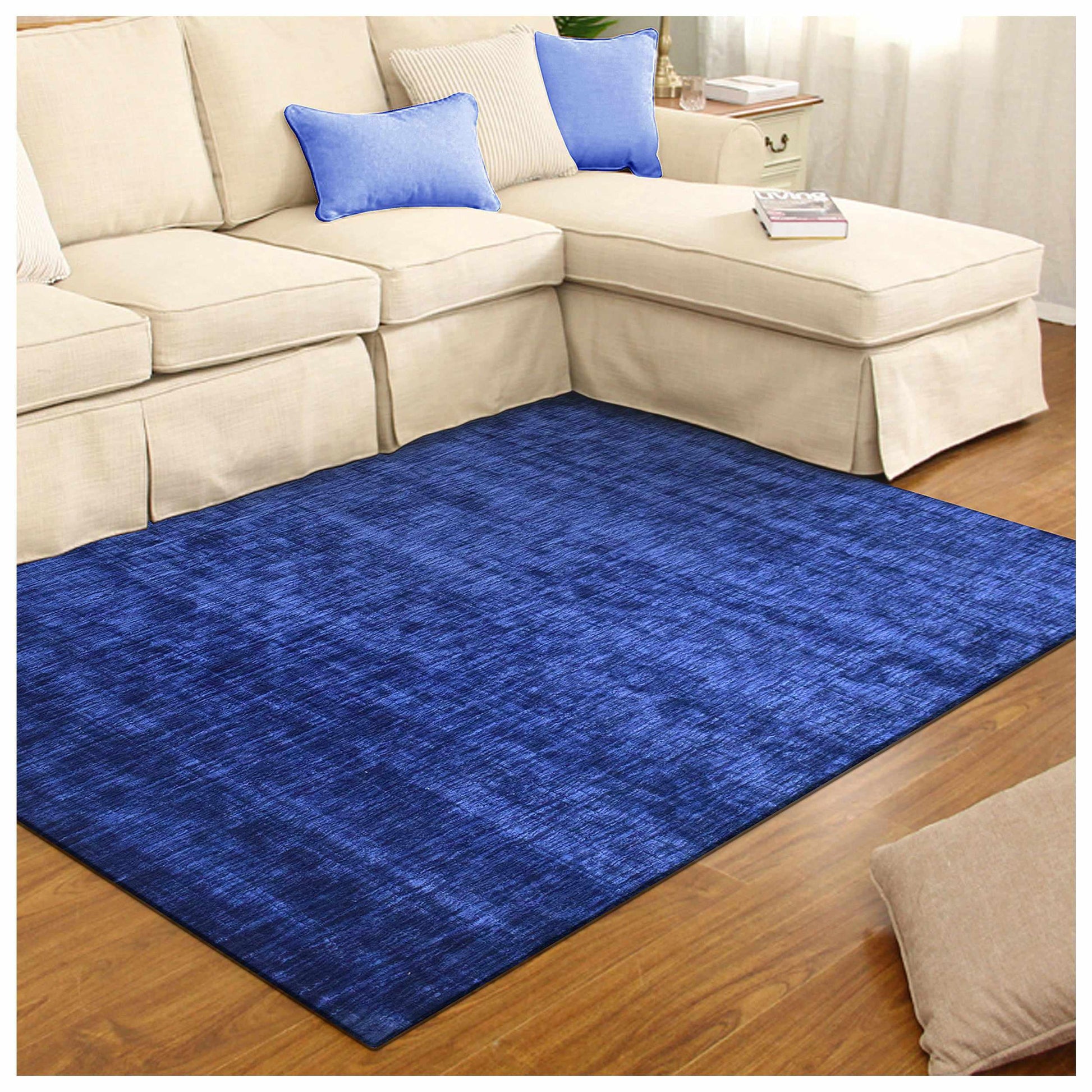 Superior Chalkboard Hand-Woven Viscose Modern Abstract Indoor Area Rug, 5 ft. x 8 ft - Navy Blue