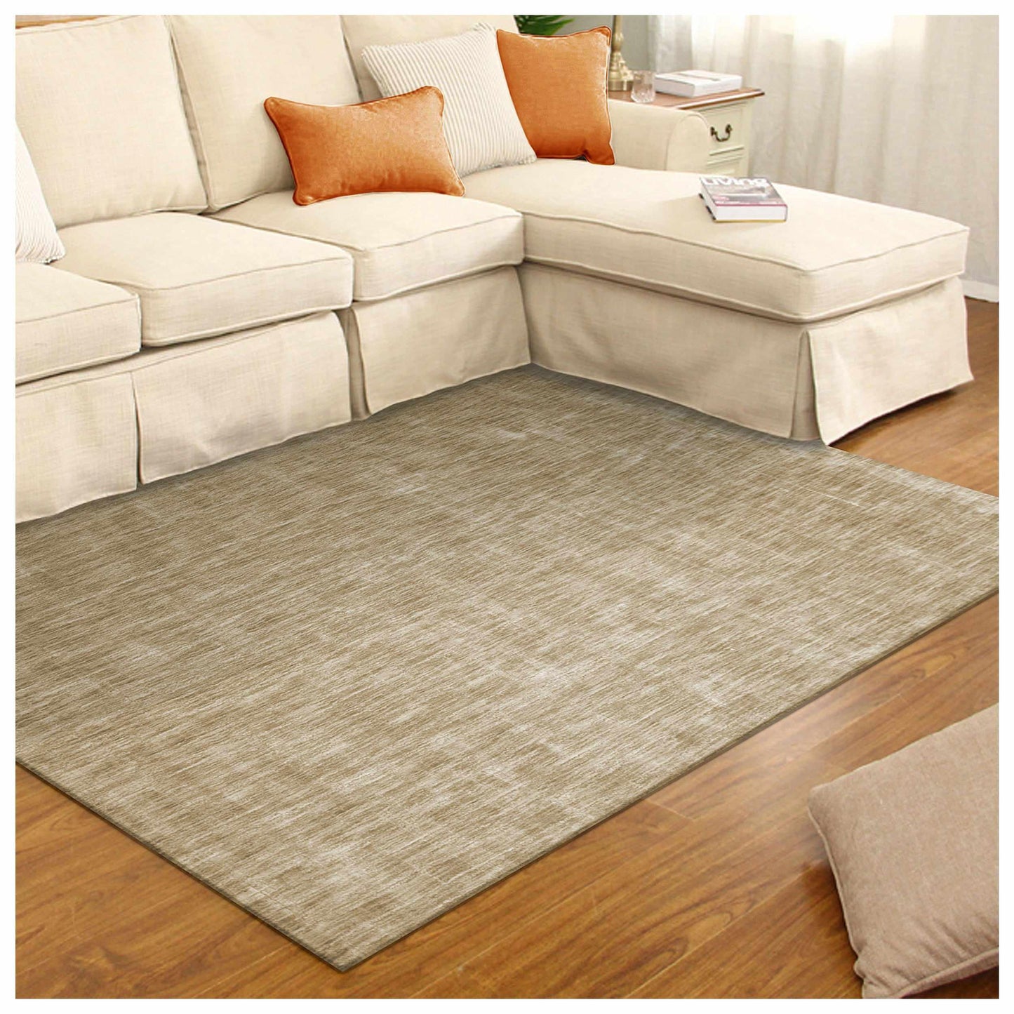 Superior Chalkboard Hand-Woven Viscose Modern Abstract Indoor Area Rug, 5 ft. x 8 ft - Beige