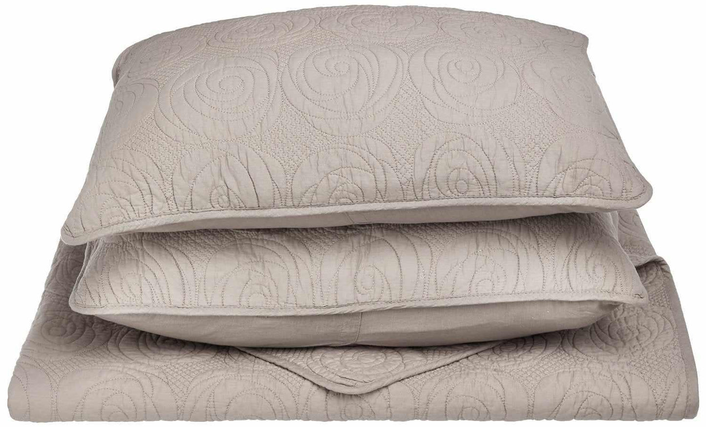 Channing Fine Stitched Floral Cotton Quilt Set - Grey