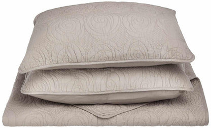 Channing Fine Stitched Floral Cotton Quilt Set - Grey
