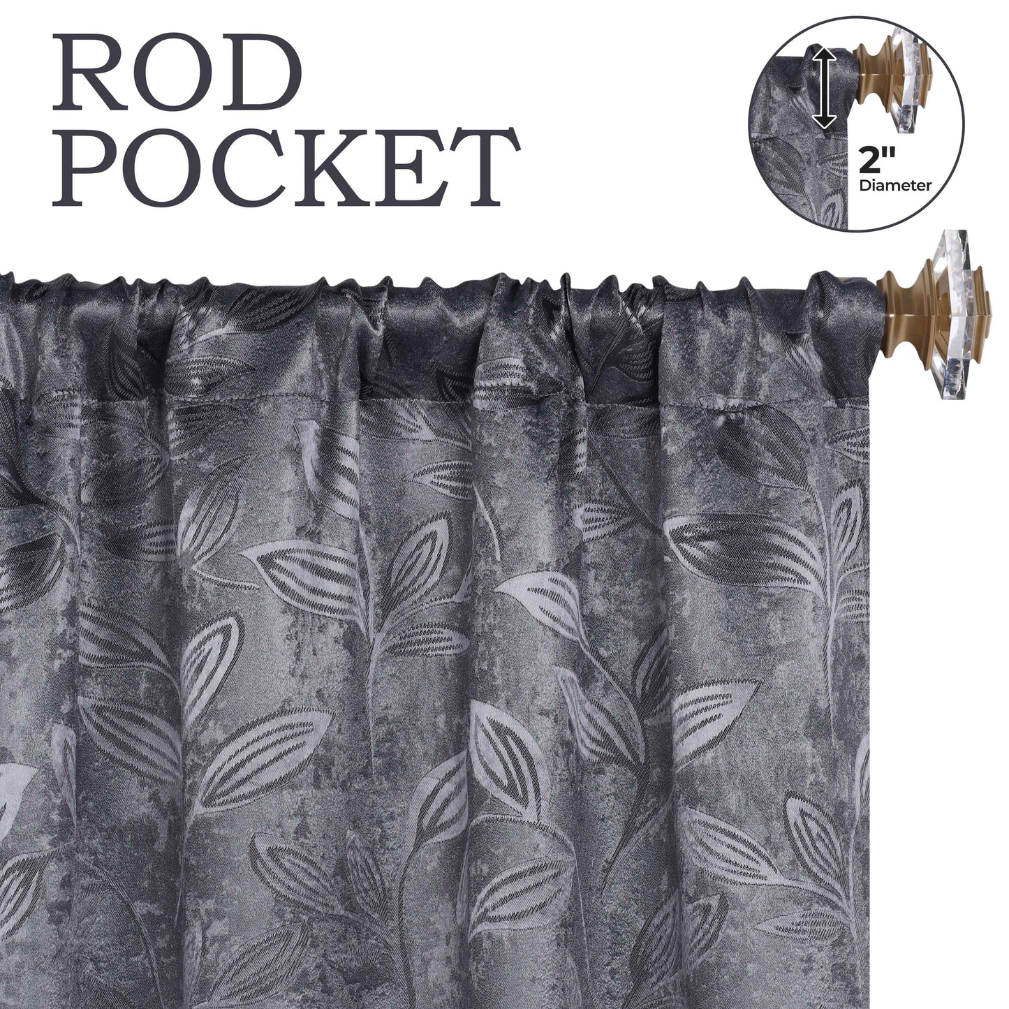 Leaves Room Darkening Grommet Rod Pocket Curtain Panels, Set of 2