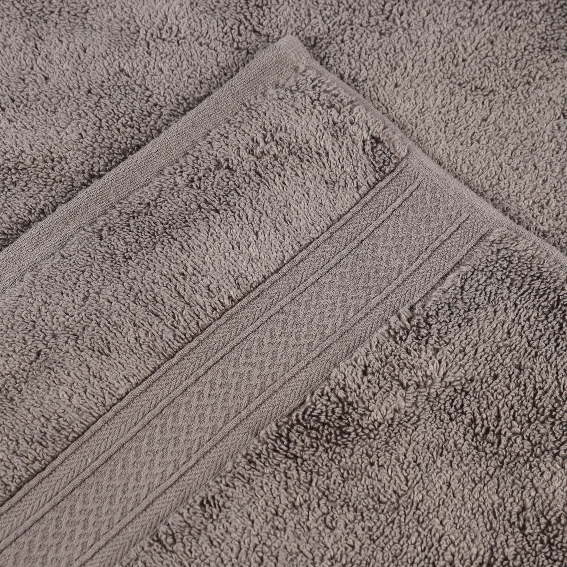 Chevron Zero Twist Solid and Jacquard Soft Cotton 6 Piece Towel Set - Charcoal