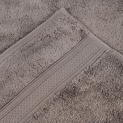 Chevron Zero Twist Solid and Jacquard Soft Cotton 6 Piece Towel Set - Charcoal