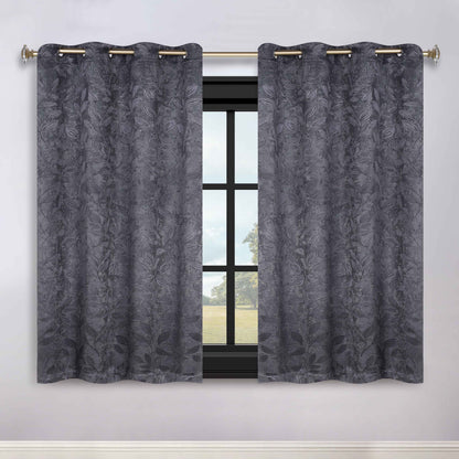 Leaves Room Darkening Grommet Blackout Curtain Panels, Set of 2