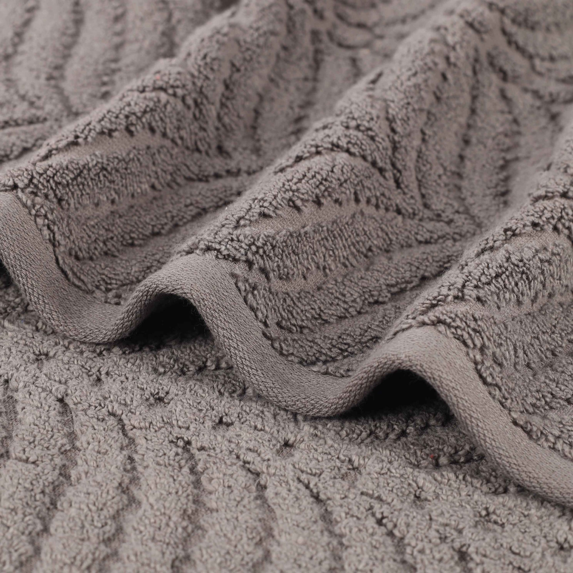 Chevron Zero Twist Solid and Jacquard Soft Cotton 6 Piece Towel Set - Charcoal