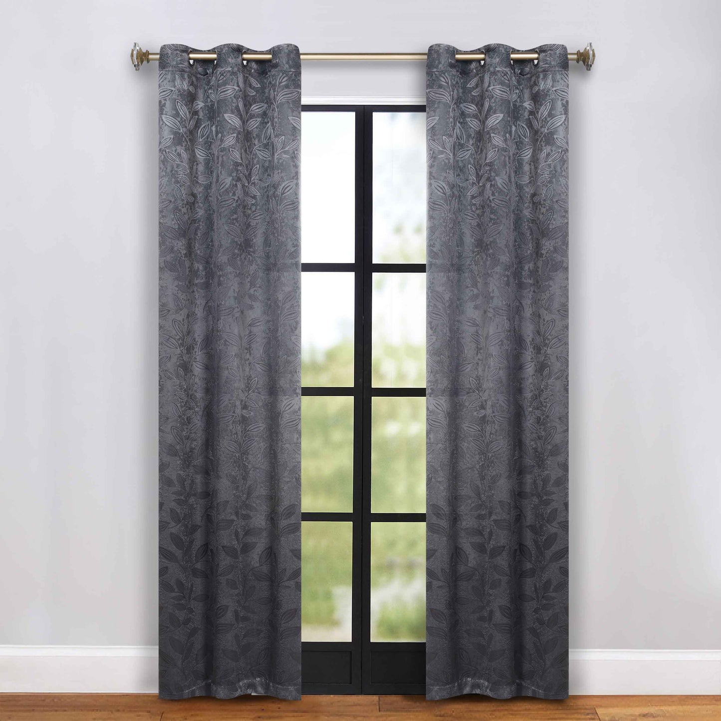 Leaves Room Darkening Grommet Blackout Curtain Panels, Set of 2