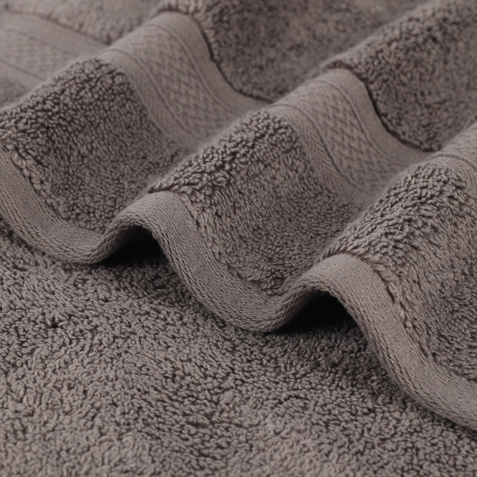 Chevron Zero Twist Solid and Jacquard Soft Cotton 6 Piece Towel Set - Charcoal