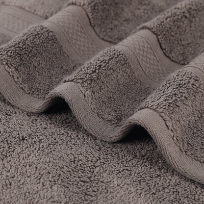 Chevron Zero Twist Solid and Jacquard Soft Cotton 6 Piece Towel Set - Charcoal