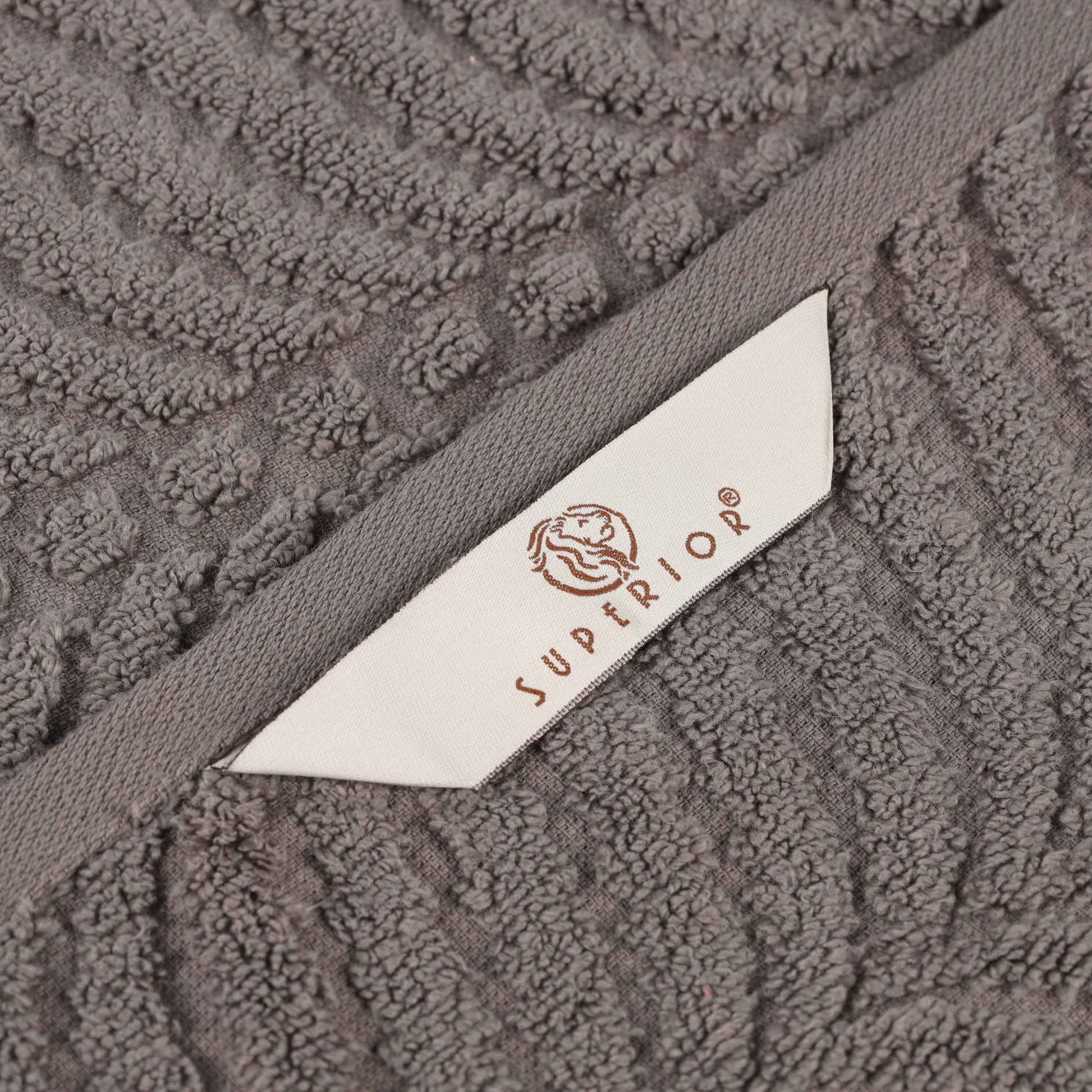 Chevron Zero Twist Solid and Jacquard Soft Cotton 6 Piece Towel Set - Charcoal