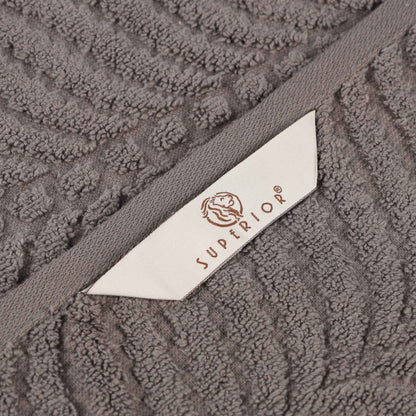 Chevron Zero Twist Solid and Jacquard Soft Cotton 6 Piece Towel Set - Charcoal