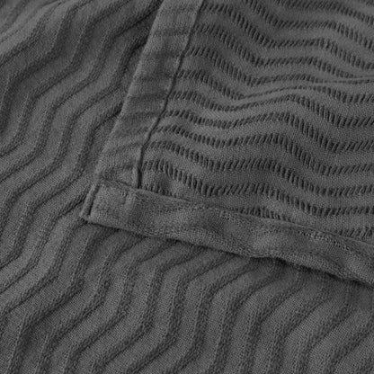 Jena Cotton Textured Chevron Lightweight Woven Blanket - Charcoal