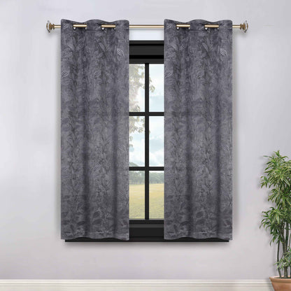 Leaves Room Darkening Grommet Blackout Curtain Panels, Set of 2