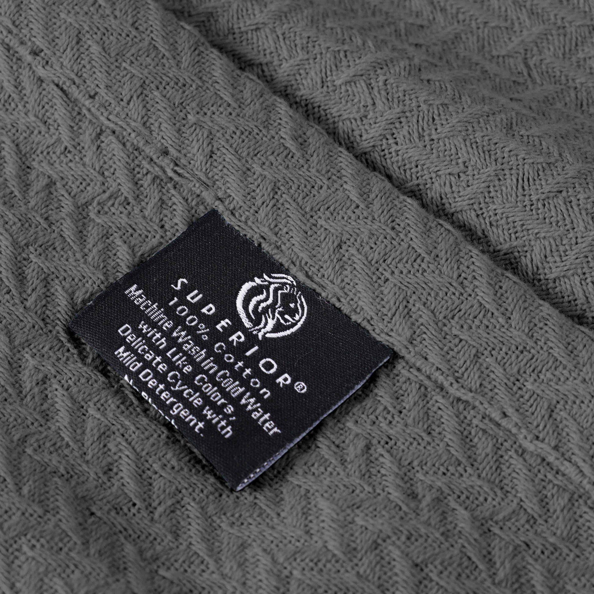 Nobel Cotton Textured Jacquard Chevron Lightweight Woven Blanket - Charcoal