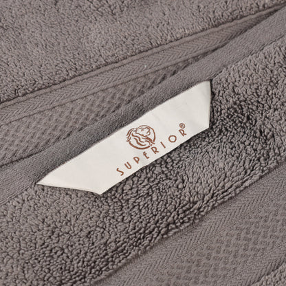 Chevron Zero Twist Solid and Jacquard Soft Cotton 6 Piece Towel Set - Charcoal