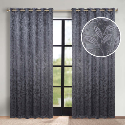 Leaves Room Darkening Grommet Blackout Curtain Panels, Set of 2