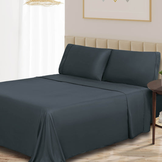 300 Thread Count Rayon From Bamboo Solid Deep Pocket Sheet Set - Charcoal