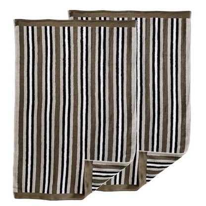 Cotton Striped Medium Weight 2 Piece Bath Towel Set - Charcoal