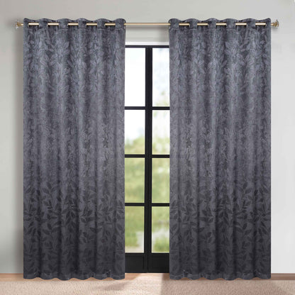 Leaves Room Darkening Grommet Blackout Curtain Panels, Set of 2