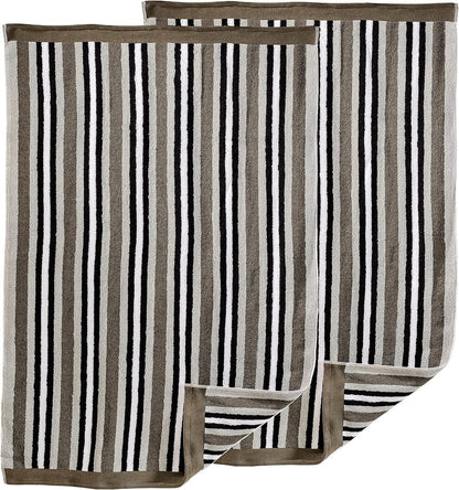 Cotton Striped Medium Weight 2 Piece Bath Sheet Set - Charcoal