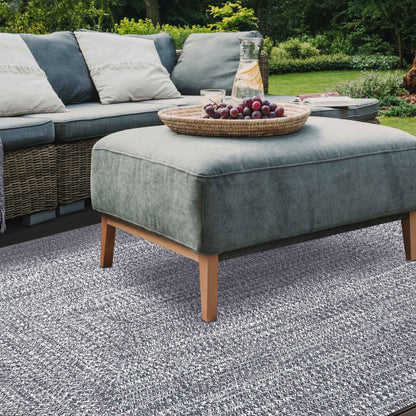 Multi Toned Braided Area Rug Bohemian Indoor Outdoor Rugs - Charcoal-White