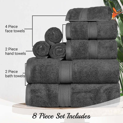 Madison Egyptian Cotton Pile Plush Heavyweight 8 Piece Towel Set