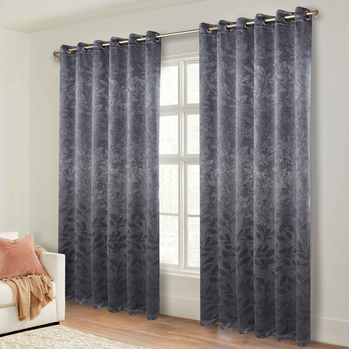 Leaves Room Darkening Grommet Blackout Curtain Panels, Set of 2