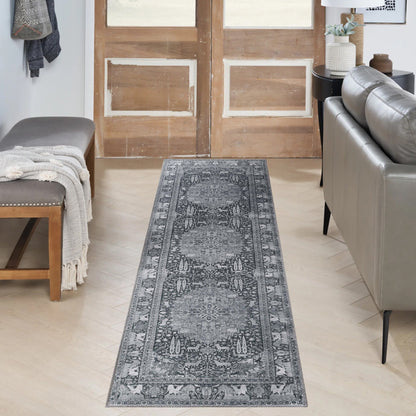 Copley Bohemian Oriental Medallion Wildlife Indoor Area Rug - Charcoal