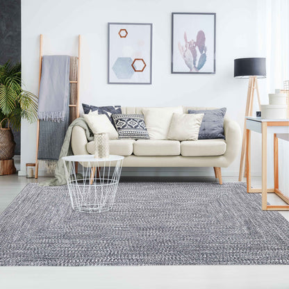 Multi Toned Braided Area Rug Bohemian Indoor Outdoor Rugs - Charcoal-White