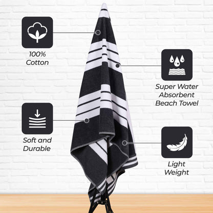 Striped Extra Large Oversized Absorbent Quick Dry Cotton Beach Towel