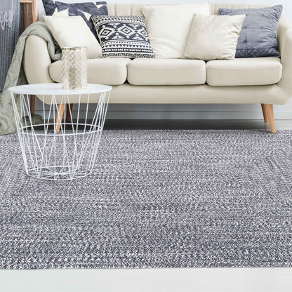 Multi Toned Braided Area Rug Bohemian Indoor Outdoor Rugs - Charcoal-White