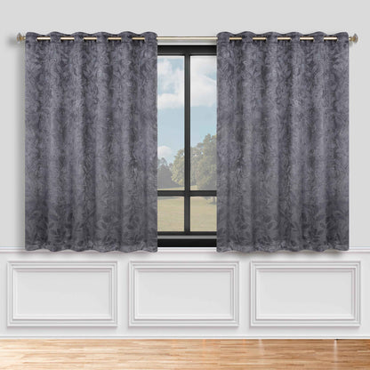 Leaves Room Darkening Grommet Blackout Curtain Panels, Set of 2