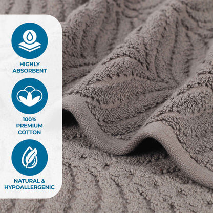 Chevron Zero Twist Solid and Jacquard Soft Cotton 6 Piece Towel Set - Charcoal