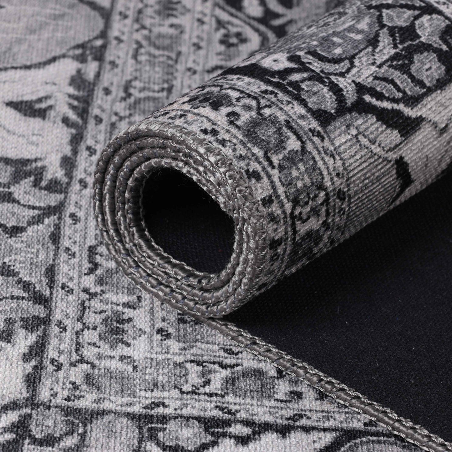 Copley Bohemian Oriental Medallion Wildlife Indoor Area Rug - Charcoal