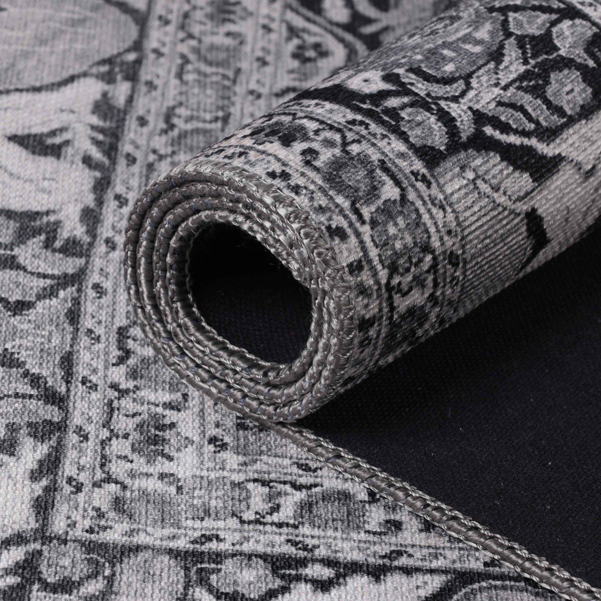 Copley Bohemian Oriental Medallion Wildlife Indoor Area Rug - Charcoal