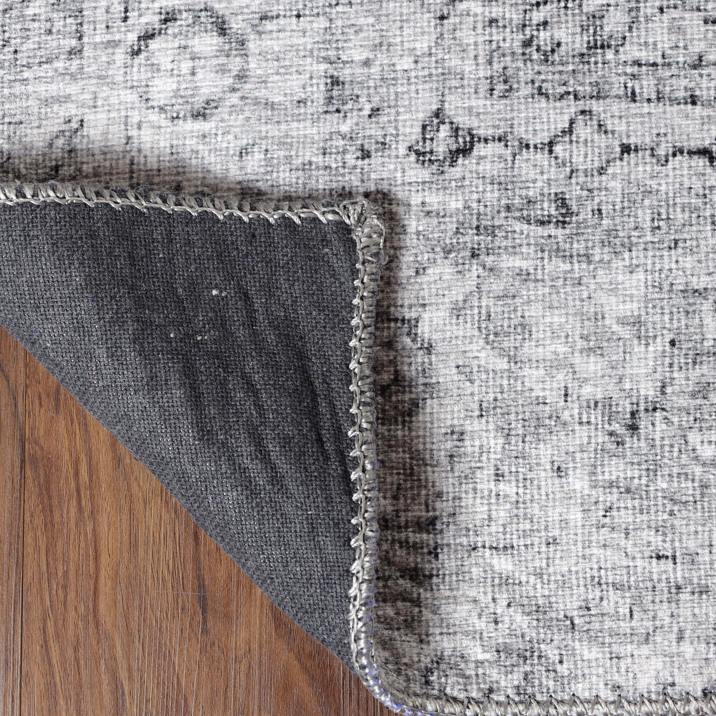 Huda Distressed Rustic Floral Geometric Medallion Indoor Area Rug - Charcoal
