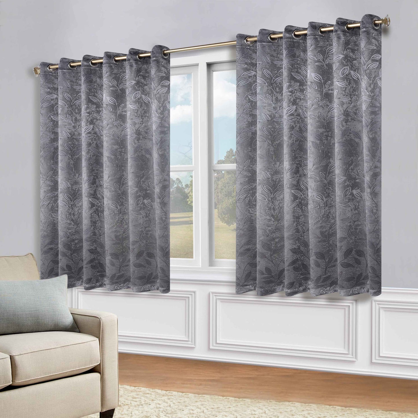 Leaves Room Darkening Grommet Blackout Curtain Panels, Set of 2